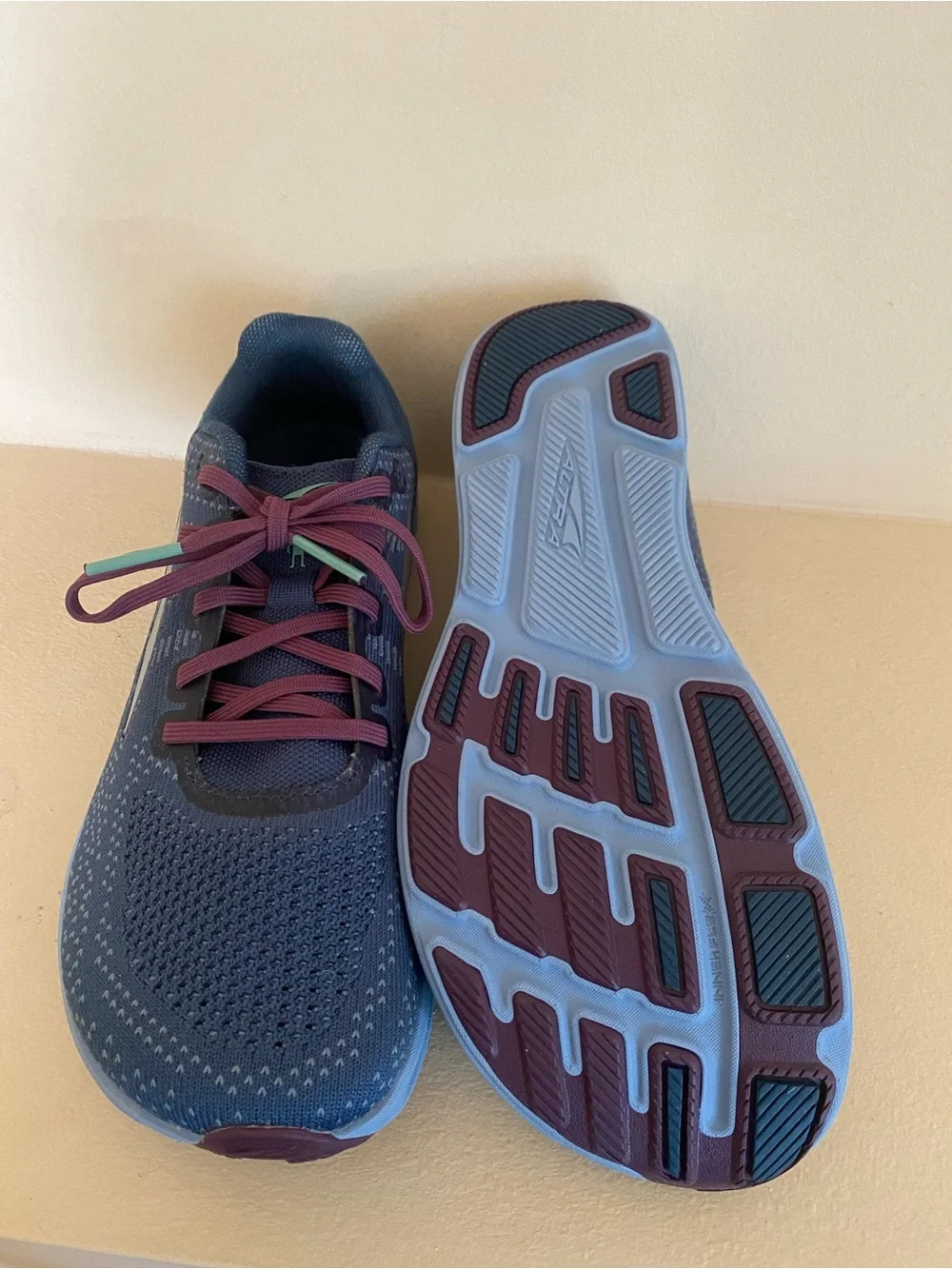 Altra Navy Blue Running Shoes with Purple Laces